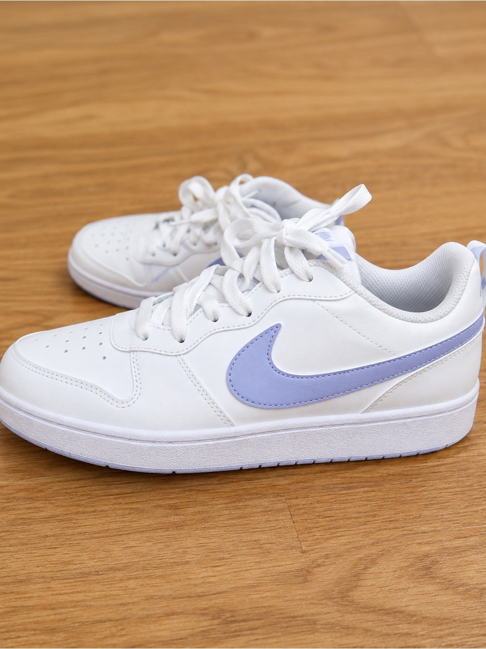 Nike White Sneakers with Lavender Swoosh